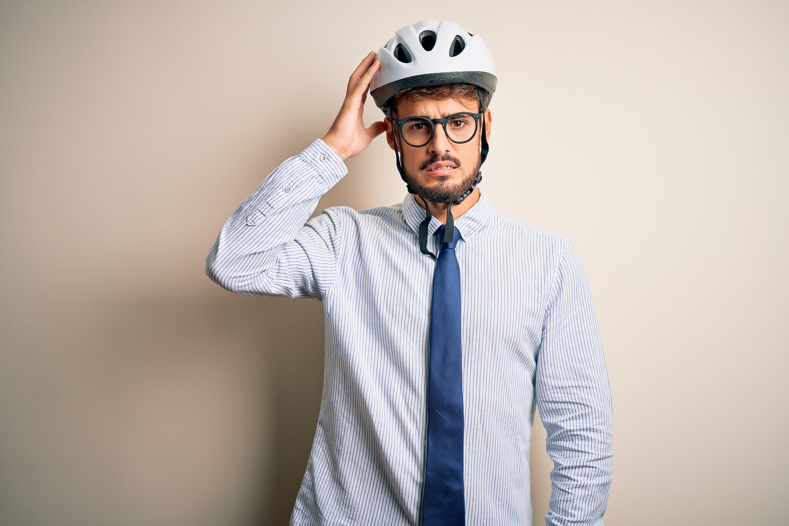 bike helmet on head