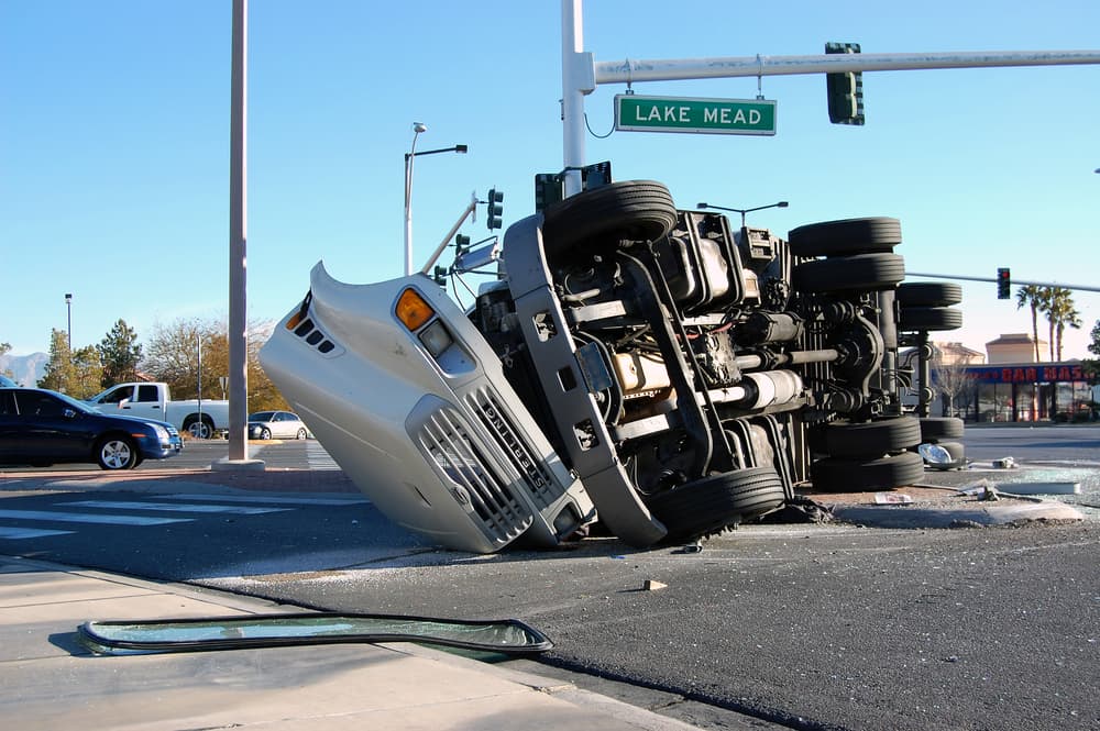 Overturned Truck white truck