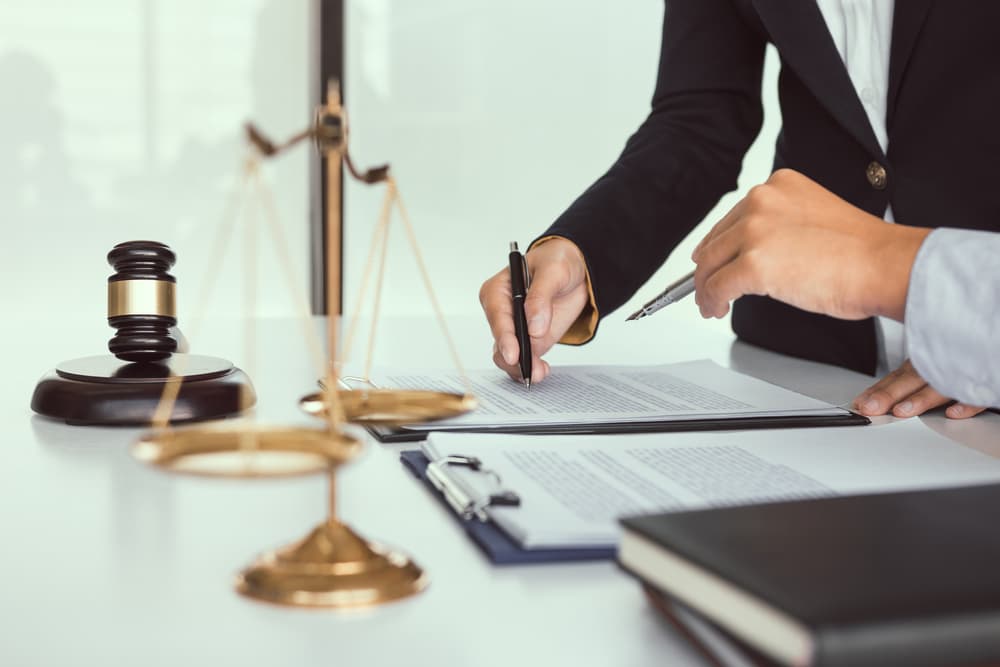 A judge is working in the chambers at the courthouse.